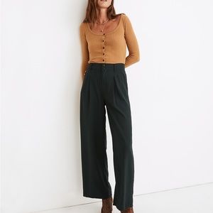 Drapey Pleated Wide-Leg Pants